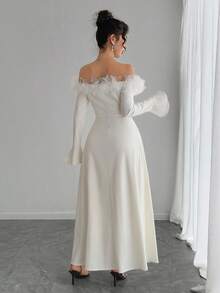 DAZY New Elegant Fitted Off-Shoulder Floral Evening Dress For Women, Autumn/Winter Prom Dress