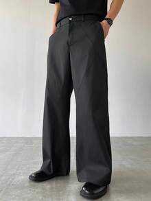 Claim Dot Pantaloni neri larghi e dritti da uomo, autunnali