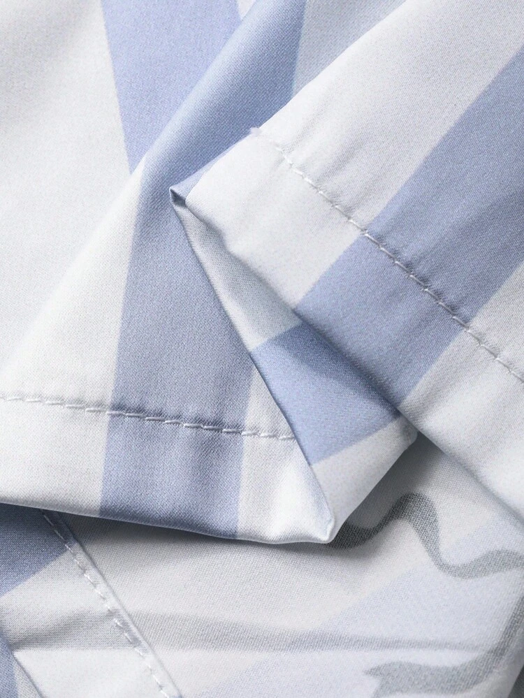 Striped Bow Print Satin Contrast Trim Women Pajama Set, Fall Clothes