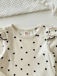 2 件套女婴心形图案针织柔软圆领长袖套头衫和松紧腰裤套装 - 彩色 - 查看 5