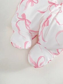 Set de 2 piezas de pijama con pantalón con pies de manga larga con estampado de mariposa para recién nacidos - Multicolor - Ver 4