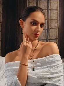 Glisma Nhẫn mạ vàng 18K Cubic Zirconia cổ điển thời trang và thanh lịch - Vàng - Xem 3