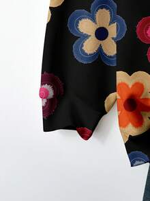 EMERY ROSE Sudadera de mujer talla grande con estampado floral texturizado, adecuada para atuendos de otoño/invierno - Multicolor - Ver 3