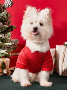 PETSIN 1 قطعة كلب/قطة عيد الميلاد عالمي بطبعة سانتا كلوز والثلج والرسائل الجميلة، بطانية قطيفة حمراء دافئة ومريحة للكلاب في عيد الميلاد