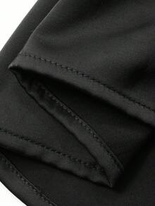 DAZY Satin Contrast Color Lace Patchwork Long Women Robe Pajama, Winter - Black - View 8