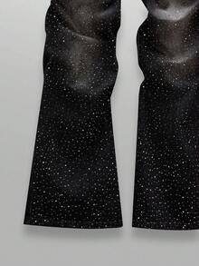 NEON BLANC 男士黑色水钻装饰时尚牛仔裤，垃圾摇滚 - 黑色 - 查看 5