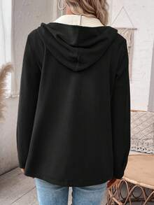 EMERY ROSE Women's Casual Hooded Thermal Lined Jacket, Autumn/Winter - Black - View 2