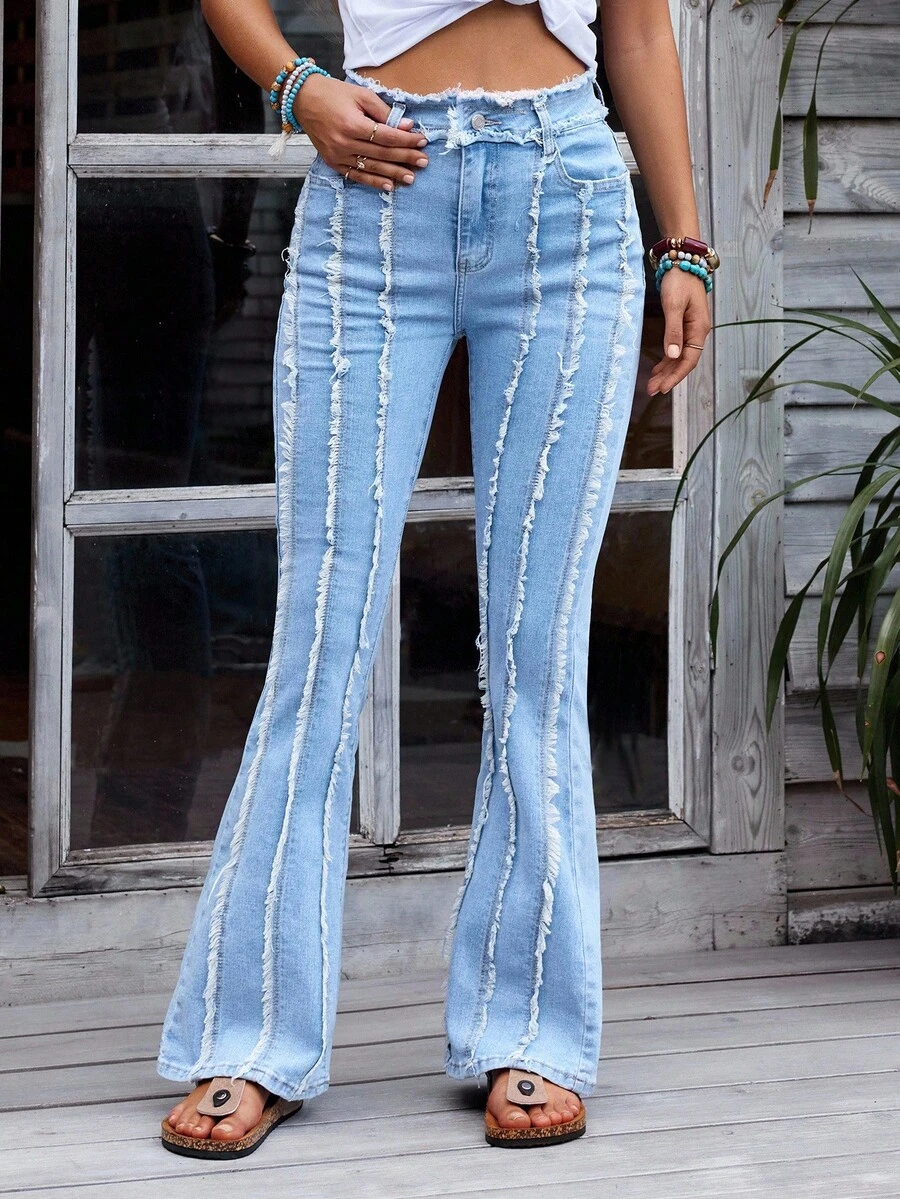 EMERY ROSE Jeans ribete sin dobladillo de pierna bootcut - Lavado ligero - Ver 1