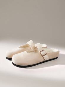 Solecia Zapatos de mujer tipo mule con suela gruesa, de punta cerrada, para otoño/primavera - Albaricoque - Ver 2