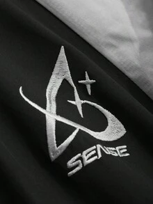 DAZY 女士前拉链长袖纯色和字母印花拼布连帽夹克，女士春秋休闲抽绳、口袋、拉链插肩袖连帽宽松多色拼色、字母、条纹女士夹克，休闲日常穿着 - 彩色 - 查看 6