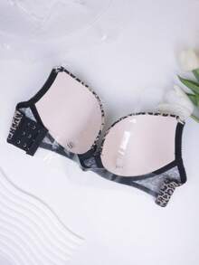 SHEIN 1pc Leopard Print Adjustable Underwire Bra - Multicolor - View 6