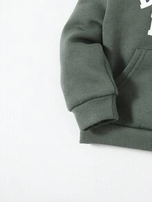 Cozy Pixies 两件套男婴字母印花长袖连帽卫衣和慢跑裤套装，秋冬 - 綠色 - 查看 6