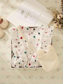 Souflis Souflis Váy chấm bi màu be nhạt kiểu Pháp dễ thương cho bé gái Váy chấm bi Quần áo Váy mùa xuân cho trẻ sơ sinh Quần áo bé gái Váy mùa xuân mùa thu Giáng sinh cho bé gái Mùa đông - Màu be - Xem 8