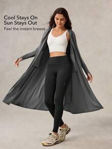 OutZeal SunProof UPF50+ Cooling Hooed Long-Length Sun Protection Jacket Women With Mask, Detachable Brim, Hat Hole - Dark Grey - View 3