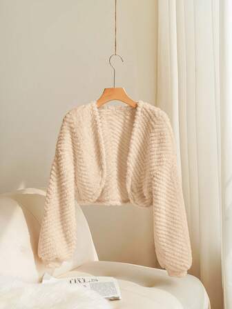 SHEIN Essnce Chaqueta casual de mujer de manga larga y apertura frontal de unicolor, para otoño/invierno