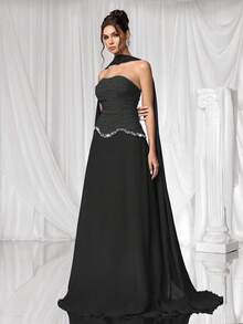 Coutiva Vestido de noite luxuoso, vestido formal de alta qualidade, estilo feminino elegante e sofisticado