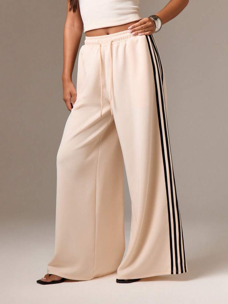 Wide Leg Tape Detail Joggers