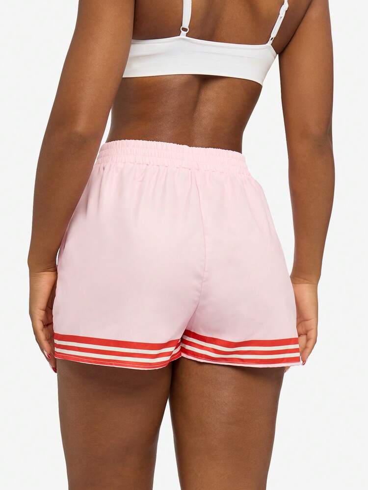 SUMWON WOMEN Shorts With Grapefruit Print And Striped Hem