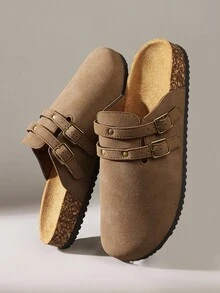 Solecia 女士厚底交叉带复古扣凉鞋，棕色，休闲度假风格 - 卡其色 - 查看 6