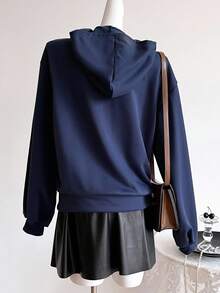 休闲宽松常规款运动衫连帽夹克适合青少年女孩返校运动衫