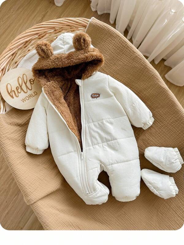 SHEIN Manteau matelassé à capuche polyvalent et mignon pour bébé fille nouveau-né, automne/hiver