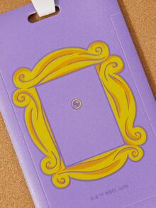 FRIENDS X SHEIN 1pc Purple Badge Holder With Letter And Picture Frame Printing,Gifts - Purple - View 3