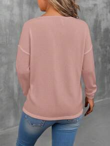 EMERY ROSE Koszulka damska w dużym rozmiarze, z dekoltem w serek, z długimi rękawami i opadającymi ramionami, w jednolitym kolorze