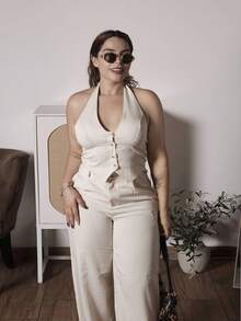 Lupita Cardoza 2 件套吊带背心和休闲直筒裤 - 米色 - 查看 4