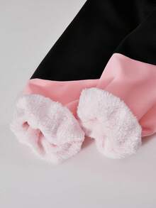 SHEIN 1 pezzo Felpa con cappuccio per ragazze adolescenti, maniche lunghe, fodera termica color corallo, tasche laterali, design a blocchi di colore, casual sportivo, vestibilità morbida, versatile, adatto per Natale, Ognissanti, autunno/inverno - Multicolore - Visualizzare 3