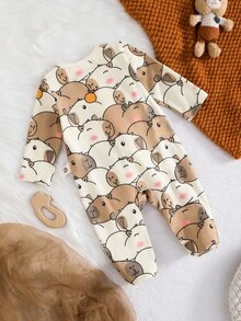 Cozy Pixies 新生男婴/女婴卡通动物图案针织柔软圆领长袖连体衣 - 彩色 - 查看 2