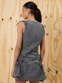 COUREZ 褶饰中长款降落伞连衣裙/夏季连衣裙 女士夏季服装 度假服装 Y2K 复古风 - 彩色 - 查看 3