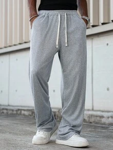 Manfinity Hypemode 男士抽绳腰口袋宽松锥形休闲裤 - 灰色 - 查看 3