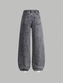 Sparklyn 2 件青少年女孩百搭宽松直筒休闲牛仔裤，修身贴身，适合春秋冬季日常休闲穿着