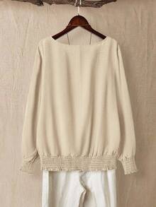 Linhara Plus Size Women V-Neck Long Sleeve T-Shirt, Comfortable For Commuting And Casual Outings