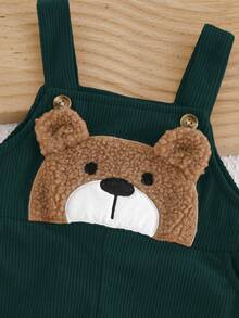 Cozy Pixies 男婴卡通熊图案背带裤，百搭舒适，适合春秋季节