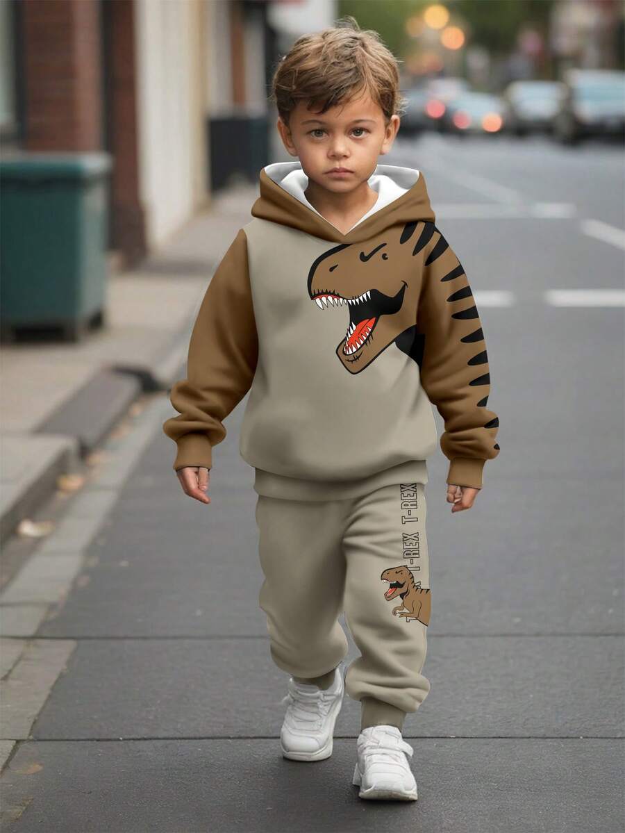 SHEIN 2pcs/Set Young Boys Loose Casual Comfortable Long Sleeve Hoodie Sweatshirt Set