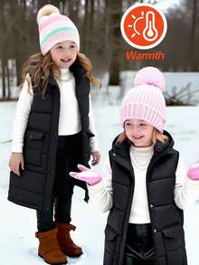 Emery Rose Kids Emery Rose Kids 少女无袖连帽收腰 MIDI 棉服外套，秋冬 - 黑色 - 查看 2