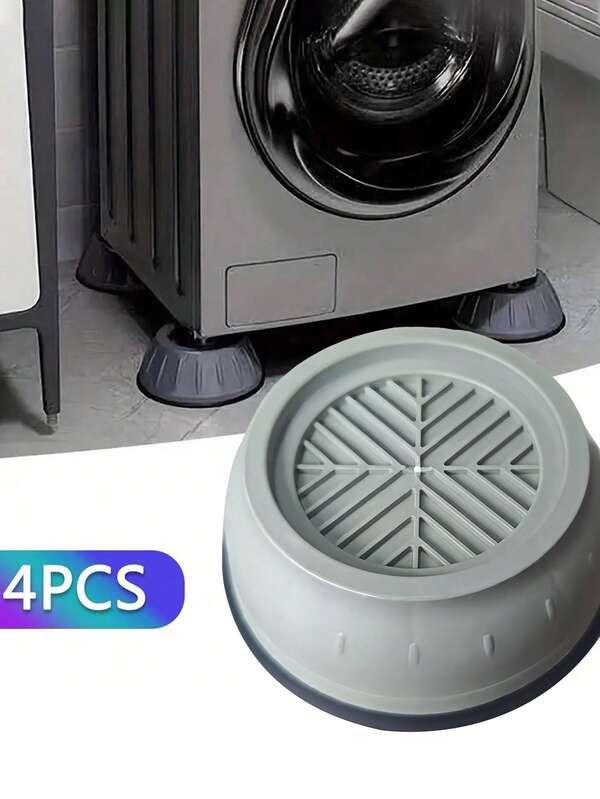 SHEIN Conjunto de 4 almofadas antivibração para máquina de lavar, absorventes de choque, antiderrapantes, à prova de umidade, para geladeira e base de máquina de lavar