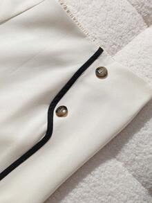 GlowEve CURVE 大码女式休闲拼色直筒裤 - 杏色 - 查看 5