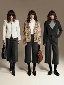 Ontre 2026 Spring/Summer New Versatile Vintage Elegant Business Casual Women's Apparel, All-Match Nashville Clothing, Easter & Christmas Outfits, Ladies' Spring/Summer Wool Blend Urban Commuter Business Casual Pants, Wedding Guest Attire - Grey - View 6