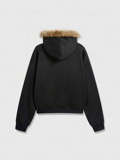 Street Life Sudadera con capucha para hombres con aplicaciones de letras de rhinestone