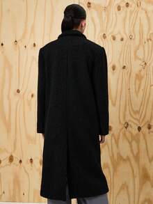 COUREZ Oversized Double Breasted Overcoat /Y2K Spring Going Out Spring Elegant - Black - View 3