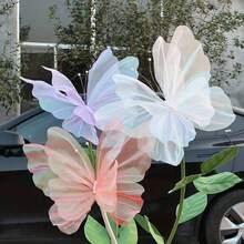 1pc Giant Artificial Flower Yarn Butterfly Poppy Flowers - 50cm/19.69inch Three-Dimensional Butterfly New Marriage Decor For Living Room, Bedroom And Balcony Home Decor Fake Butterfly, Wedding Part Venue Decoration - Multicolor - View 1