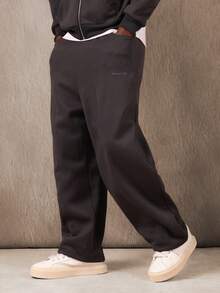 SUMWON 宽松全拉链连帽衫，配有分口袋和慢跑裤 - 深灰色 - 查看 4