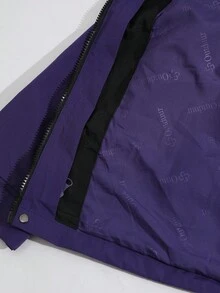 2 件女式户外休闲紫色羊毛拉链夹克，秋季 - 紫色 - 查看 6