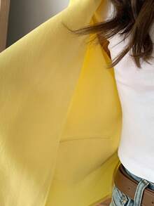 Elyressa Women's Zipper Design French Casual Daily Commute Fashion Elegant Street Vintage Versatile Holiday Business Pale Yellow Autumn/Winter Long Sleeve Motorcycle Jacket