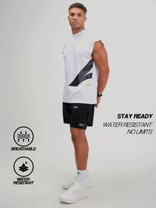 ARC Comfort-Fit Hybrid Workout And Lifestyle Active Trainning Stretch And Pockets Shorts - Black - View 3
