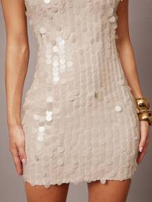 Silquee Minigonna e canottiera aderente con paillettes, adatta per feste in autunno