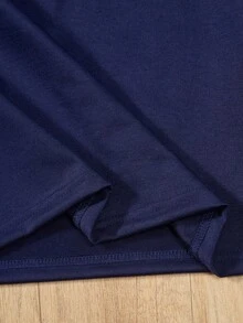 Set de 2 piezas de sudadera con cuello redondo y mangas raglán con estampado de corazón y leggings para niñas preadolescentes, otoño - Azul Marino - Ver 5