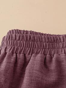 Rusticease 女士纯色松紧腰阔腿宽松休闲裤